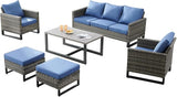 Rilyson Wicker Outdoor Patio Furniture Set - 6 Piece Patio Conversation Set with 2 Armrest Chairs, 2 Rattan Ottoman - Photo 7