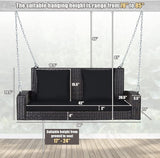 Tangkula 2-Person Wicker Porch Swing, Patiojoy Outdoor Rattan Hanging Swing Bench W/ 2 Back Cushions & 1 Seat Cushion - Photo 5