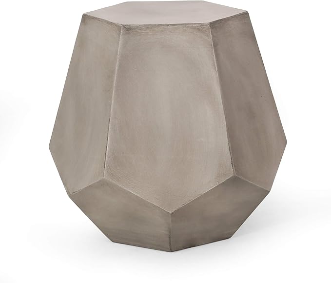 Outdoor Side Table Concrete End Table Faux Stone Small Coffee Tables, Garden Stool Plant Stand for Porch, Backyard Patio Silver-Hexagonal Type