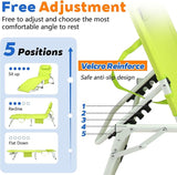 3-in-1 Heavy Duty Tanning Chair with Face Hole Adjustable 5-Position Folding Chaise Lounge Chairs Portable Lay Flat - Photo 3