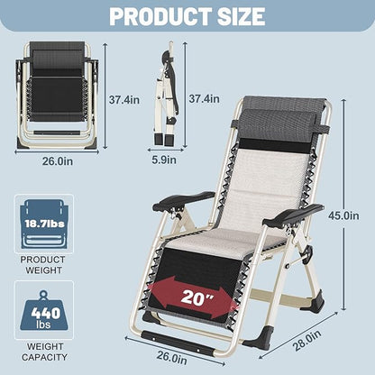 Slsy Zero Gravity Chair, Reclining Lounge Chair with Removable Tray for Indoor and Outdoor, Patio Recliner Folding Reclining Chair