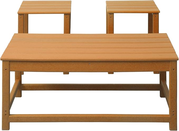 WestinTrends Malibu 3-Piece Set Outdoor Coffee and Side Table for Adirondack Chair, Orange - Photo 9