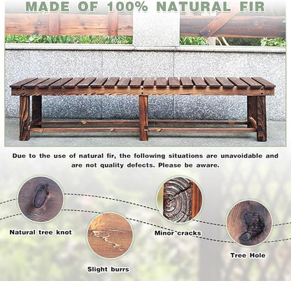 Outdoor Garden Bench, 3-Person Wood Patio Bench Weatherproof Outdoor Backless Bench, Anti-Corrosion and Anti-Rust Garden Benches for Garden Lawn Porch Park Backyard (Natural,47.25''/120cm)