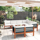 10 Piece Acacia Wood Garden Lounge Set with Weather-Resistant Cushions, Modular Outdoor Patio Furniture for 9 People - Photo 1