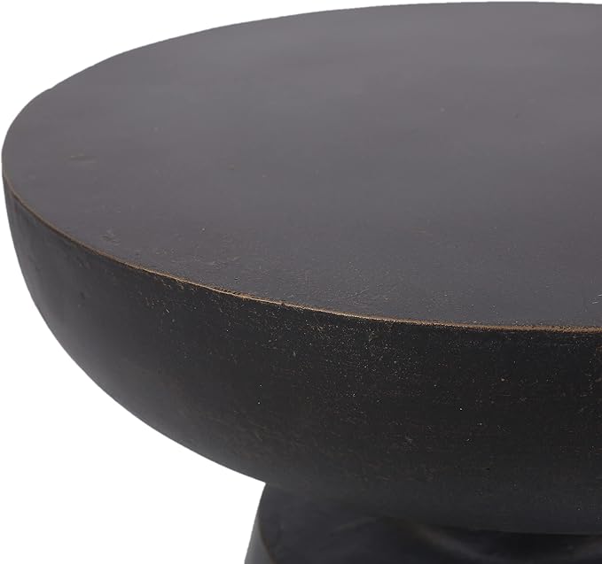 Outdoor Concrete Side Table Faux Stone End Table, Round Outdoor Accent Tables, Garden Stool Plant Stand for Porch - Photo 6