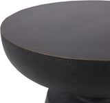 Outdoor Concrete Side Table Faux Stone End Table, Round Outdoor Accent Tables, Garden Stool Plant Stand for Porch - Photo 6
