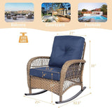 Outdoor Wicker Rocking Chair with Thickened Cushions, All-Weather Rattan Patio Rocking Chairs - Photo 2