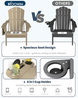 FOOWIN Folding Adirondack Chair Set of 8, HDPE Adirondack Chairs with Cup Holder - Photo 4