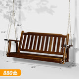 VINGLI Heavy Duty 880 LBS 4 FT Outdoor Porch Swing, Patio Hanging Swing Bench for Yard, Rustic - Photo 5