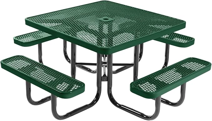 COATEDOUTDOORFURNITURE Heavy-Duty Portable Outdoor Picnic Table with Umbrella Hole - Photo 1