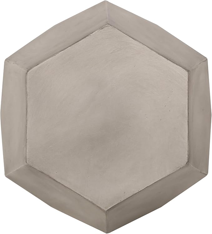 Outdoor Side Table Concrete End Table Faux Stone Small Coffee Tables, Garden Stool Plant Stand for Porch, Backyard Patio Silver-Hexagonal Type