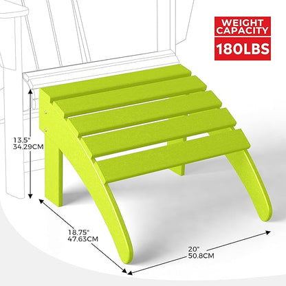 Costaelm Adirondack Chair Footrest Foldable Ottoman, Folding Ottoman Outdoor Foot Rest for Patio Waterproof, Adirondack Ottoman Outdoor, Lime