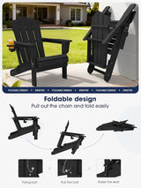 KINGYES Folding Adirondack Chair Set of 4, HDPE All-Weather Patio Chairs with Cup Holder - Photo 4