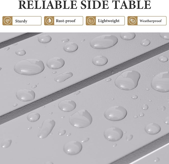 Crestlive Products Aluminum Outdoor Side Table Set of 2, Pool Lounge Chair Side Table, Weather Resistant Small Square Coffee End Table for Patio, Yard, Garden, Porch, Deck, Outdoor
