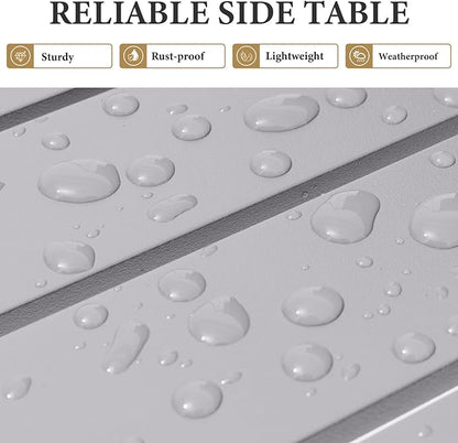 Crestlive Products Aluminum Outdoor Side Table Set of 2, Pool Lounge Chair Side Table, Weather Resistant Small Square Coffee End Table for Patio, Yard, Garden, Porch, Deck, Outdoor