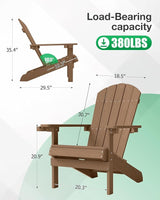 YEFU Adirondack Chairs Set of 6: Outdoor Chair HIPS Plastic Adirondack Chairs - Patio Chairs with Wood Texture - Lawn - Photo 2