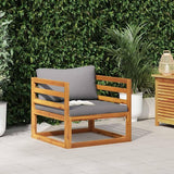 vidaXL Sectional Corner Sofa with Dark Gray Cushions - Solid Acacia Wood Outdoor Seating - Easy to Assemble - Photo 3