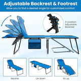 GYMAX Lounge Chairs for Outside, Extra High Folding Beach Tanning Lounger with Adjustable Backrest - Photo 4