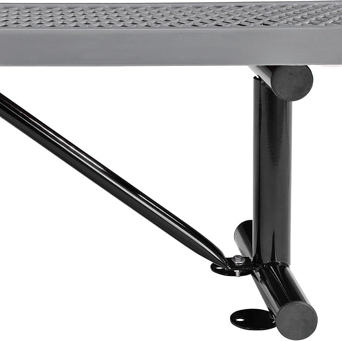 Global Industrial 8'L Heavy Duty Expanded Metal Mesh Flat Bench with Steel Frame, Portable Outdoor Bench, 1000 lbs Capacity, Gray, 96" L x 14-1/2"W x 18" H