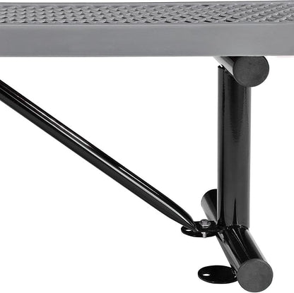 Global Industrial 8'L Heavy Duty Expanded Metal Mesh Flat Bench with Steel Frame, Portable Outdoor Bench, 1000 lbs Capacity, Gray, 96" L x 14-1/2"W x 18" H