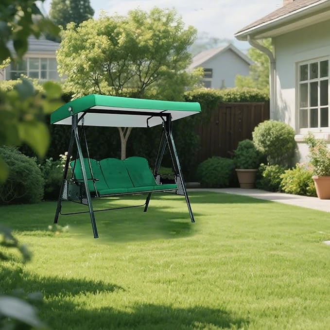 3 Seat Patio Swing Canopy Replacement 75" x 47", Heavy Duty Waterproof Outdoor Swing Cover with UV Protection for Porch Garden Backyard Bench Swing (Green)