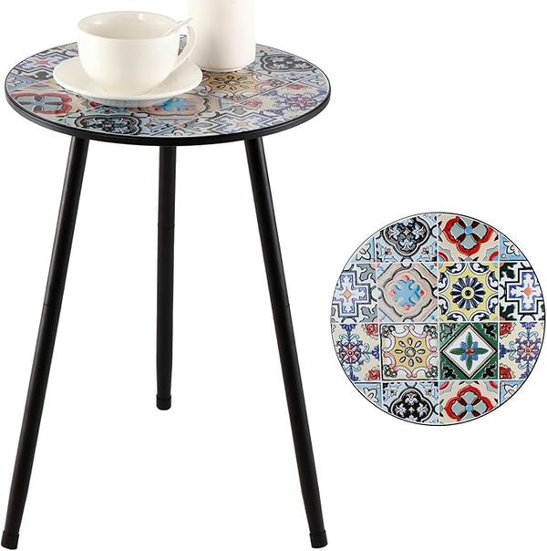 1 Pack Metal Outdoor Side Table Small Outside Round End Table for Patio Modern Accent Garden Corner Table for Small - Photo 1