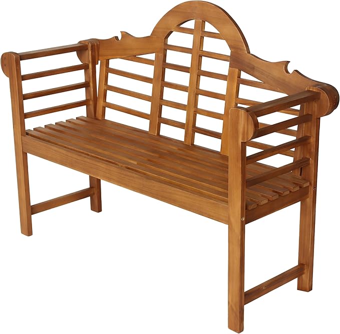 JONATHAN Y BNH103A Lutyens 51.2" 3-Seat Arched 600-Lbs Support Acacia Wood Outdoor Garden Patio Bench for Garden, Lawn - Photo 1