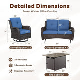 Belord 4 Piece Patio Wicker Furniture Set, Outdoor Swivel Rocker Chairs - Photo 2