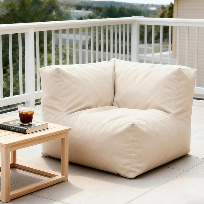 Patio Corner Chair, Outdoor Armrest Bean Bag Chair, Daybed Sofa Comfy Couch, Modular Patio Sectional Sofa - Photo 1