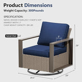 Patio Chairs Set of 2, Outdoor Swivel Rocker Patio Chairs, Metal Patio Furniture with Deep Seating - Photo 2