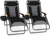 MAISON ARTS Oversized XXL Padded Zero Gravity Chair Set of 2, 30" Wide Seat Foldable Patio Recliner - Photo 1