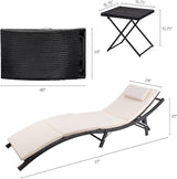 Devoko Patio Chaise Lounge Sets Outdoor Rattan Adjustable Back 3 Pieces Cushioned Patio Folding Chaise Lounge with - Photo 9