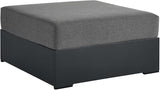 Modway Tahoe Aluminum Ottoman in Gray Charcoal with Weather-Resistant Cushion-Ideal as Outdoor Footstool - Photo 1