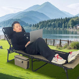 Folding Lounge Chair Outdoor with Insulated Cooler Bag Portable for Outside Patio Chaise Lounge Chair 5-Position with - Photo 2