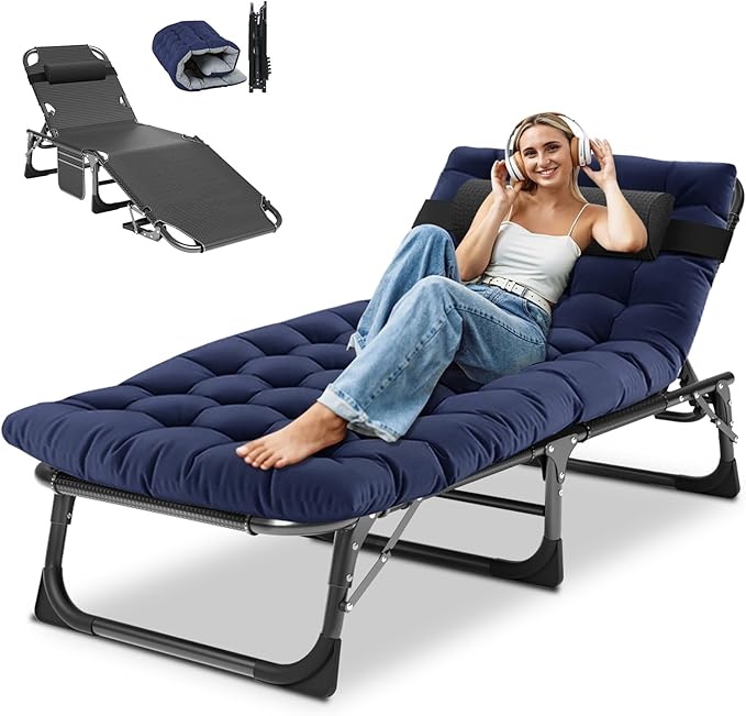 DoCred Heavy Duty Chaise Lounge Chair, Adjustable 5-Position Folding Chaise Lounge Chairs for Outside - Photo 1