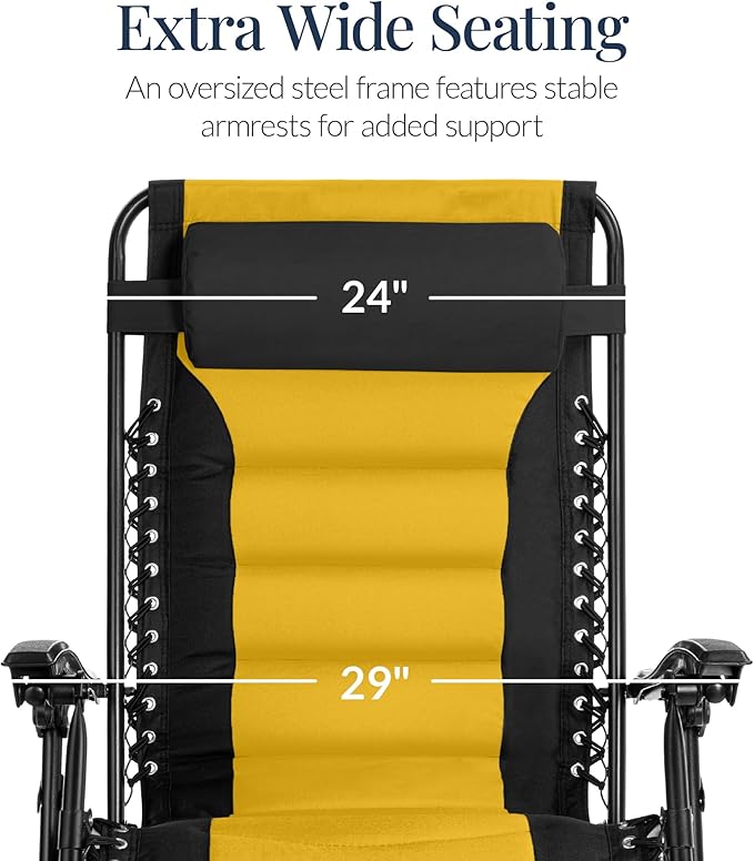 Best Choice Products Oversized Padded Zero Gravity Chair, Folding Outdoor Patio Recliner - Photo 4