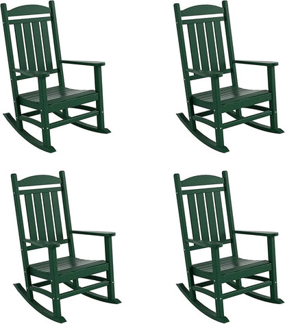 WestinTrends Malibu Malibu Outdoor Patio Poly Classic Porch Rocking Chair (Set of 4), Dark Green