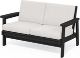 SERWALL HDPE Outdoor Patio Loveseat, All Weather Wood-Like Outdoor Sofa HDPE Outdoor Furniture - Photo 1