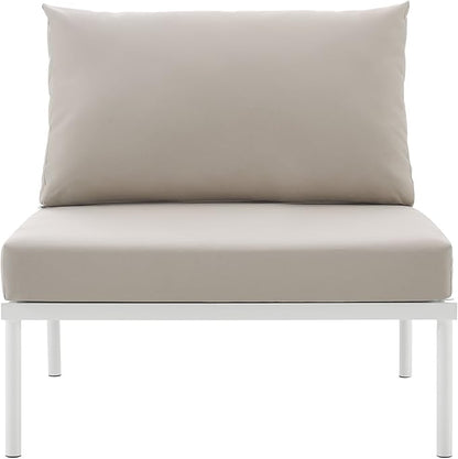 Modway EEI-2600-WHI-BEI Harmony Outdoor Patio Aluminum, Armless Chair, White Beige
