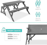 Best Choice Products 2-in-1 Transforming Interchangeable Outdoor Wooden Picnic Table Garden Bench for Backyard, Porch - Photo 6