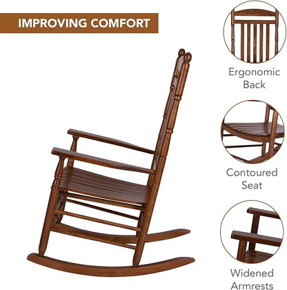 Shine Company Rhode Island Wooden Traditional Rocking Chair, Oak