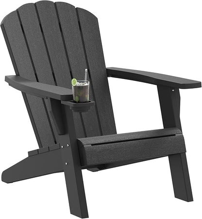 NUNU LAB Outdoor Adirondack Chair, HDPE Plastic Patio Chairs for All Weather,Modern Fire Pit Chair, Outdoor Lawn Chairs for Deck, Porch, Backyard, Garden, Black