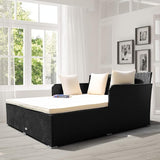 COSTWAY Outdoor Patio Rattan Daybed, Sponge Cushioned Loveseat Sofa with 4 Pillows, Wicker Furniture Sunbed for Balcony - Photo 4