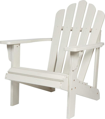Shine Company Westport Wooden Adirondack Chair, Outdoor Patio Firepit Chairs, Back & Seat Pre-Assembled, Eggshell White