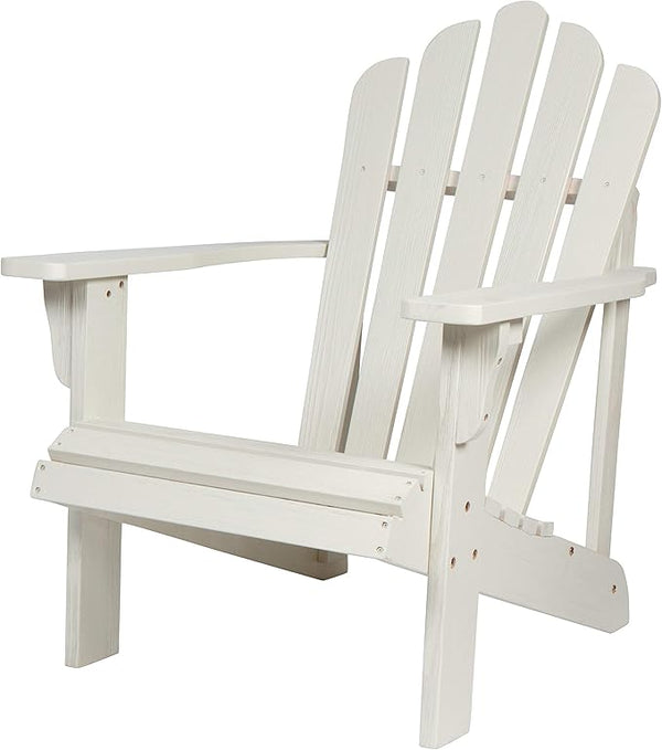 Shine Company Westport Wooden Adirondack Chair, Outdoor Patio Firepit Chairs, Back & Seat Pre-Assembled, Eggshell White - Photo 1