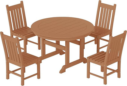 Costaelm Armless Outdoor Chair, Patio Adirondack Chair, HDPE Poly Lumber Waterproof Restaurant Bistro Kitchen Dining Chair for Outside Porch Backyard Garden, Teak