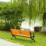 LITFAD Wooden Outdoor Bench Garden Bench with Backrest and Armrest Outdoor Furniture Park Bench for Patio, Lawn, Balcony - Photo 7