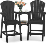 Ciokea Tall Adirondack Chairs Set of 2, HDPE Outdoor Adirondack Bar Stools with Double Connecting Tray - Photo 1