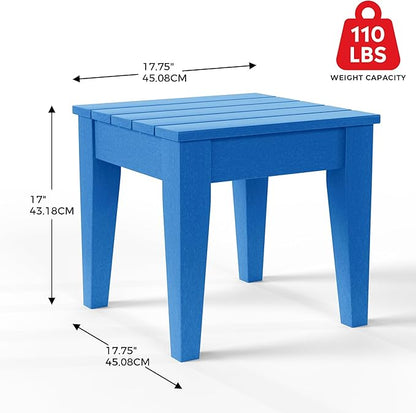 Costaelm Small Outdoor Side Table, Patio End Table Weather Resistant Outdoor Coffee Table, Square Conversation Table for Indoor, Porch, Balcony, Garden, Poolside, Deck, Pacific Blue