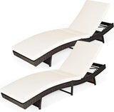 Tangkula Outdoor Chaise Lounger, Rattan Patio Lounge Chair with Removable Thick Cushion, 5 Adjustable Levels - Photo 1